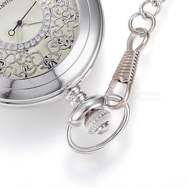 Резные сплава плоские круглые кулон ожерелье кварцевые карманные часы(WACH-P006-07)-4