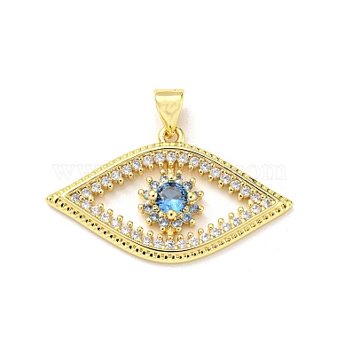 Real 16K Gold Plated Dodger Blue Eye Brass+Cubic Zirconia Pendants