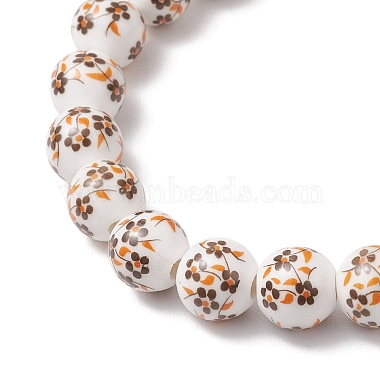 Handmade Flower Printed Porcelain Ceramic Beaded Stretch Bracelets(BJEW-JB11910-02)-3