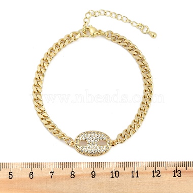 Brass Micro Pave Clear Cubic Zirconia Link Bracelets(BJEW-M050-05G-03)-5