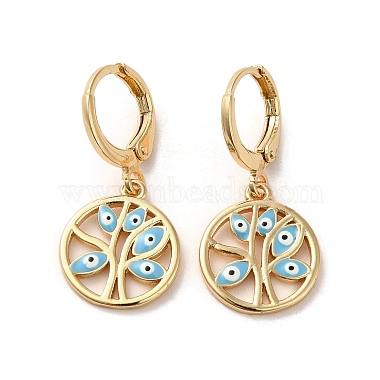 Sky Blue Tree Brass Earrings