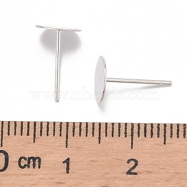 925 Sterling Silver Flat Pad  Stud Earring Findings(STER-K167-045F-S)-4