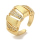 Rack Plating Brass Micro Pave Cubic Zirconia Cuff Finger Rings for Women(RJEW-C114-12B-G)-1