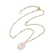 Natural Rose Quartz with Brass Pendant Necklaces(NJEW-JN04679-01)-4