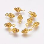 Tibetan Style Alloy Pendants, Cadmium Free & Nickel Free & Lead Free, Golden Color, Pine Cone, 13x7x5.5mm, Hole: 2mm(TIBEP-ZA10-0909Y-G-FF)