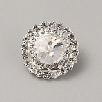 1-Hole Alloy Rhinestone Shank Buttons, Garment Accessories, Flat Round, Crystal, 20x10.5mm, Hole: 2.5mm(BUTT-WH0030-22)
