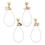 4Pcs Bowknot Alloy & Resin Imitation Pearl Pendant Decorations, with Alloy Swivel Clasps, Golden, 190mm(HJEW-PH02435)