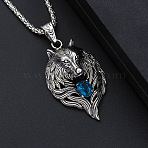 Alloy Pendant Necklaces for Men, Wolf, Antique Silver, 23.62 inch(60cm)(FS-WGAD589-01)