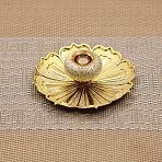 Porcelain Incense Burners Holder, with Alloy Flower Base, Buddhism Aromatherapy Furnace Home Decor, Beige, 88x28mm(INBU-PW0002-03G-01)