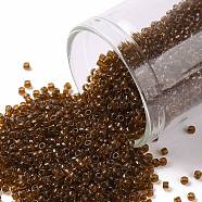 TOHO Round Seed Beads, Japanese Seed Beads, (2152) Transparent Dark Golden Amber, 15/0, 1.5mm, Hole: 0.7mm, about 15000pcs/50g(SEED-XTR15-2152)