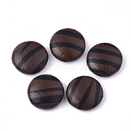 Imitation Leather Cabochons, with Aluminum Bottom, Flat Round, Platinum, Coconut Brown, 15x5mm(WOVE-S118-14A)