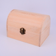 Arched Rectangle Unfinished Wooden Box, with with Hinged Lid and Front Clasp, for Arts Hobbies and Home Storage, BurlyWood, 16x11.4x12cm(OBOX-NB0001-05B)