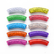 Opaque Crackle Acrylic Beads, Curved Tube, Mixed Color, 36x13.5x11.5mm, Hole: 4mm, about 148pcs/500g(MACR-S372-001N)