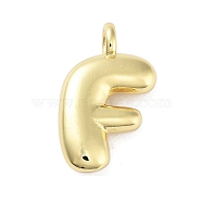 Rack Plating Brass Pendants, Cadmium Free & Lead Free, Long-Lasting Plated, Real 18K Gold Plated, Letter F, 18x11.5x4.5mm, hole: 2.5mm(KK-C050-01G-F)