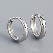 Rhodium Plated Plain 925 Sterling Hoop Earrings, Ring, Platinum, 3mm, Inner Diameter: 8mm(MU8410-02)
