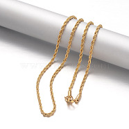 304 Stainless Steel Rope Chain Necklaces, with Lobster Claw Clasps, Golden, 19.7 inch(50cm)(NJEW-F195-05A-G)