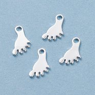 201 Stainless Steel Charms, Footprint, Silver, 13x7x1mm, Hole: 2mm(STAS-F039-13-S)