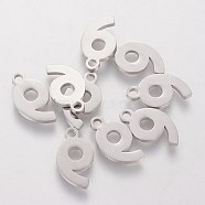 201 Stainless Steel Charms, Num.9, 13x7.5x1.1mm(STAS-Q201-T408-9)