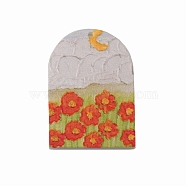 Printed Acrylic Pendants, Arch-shaped with Moon & Flower, Orange Red, 34.5x24x2mm, Hole: 1.2mm(ACRP-CJC0001-04)