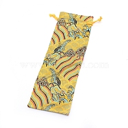 Brocade Drawstring Pouches, Candy Sachet Wallet Jewelry Bag, Goldenrod, 23.5~25x8~8.5x0.1cm(ABAG-WH0023-19D)