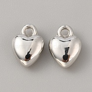 Acrylic Pendants, Heart Charm, Platinum, 10x7.5x4mm, Hole: 1.6mm(FIND-TAC0017-31E)