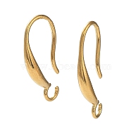 Ion Plating(IP) 304 Stainless Steel Earring Hooks, with Open Loop, Real 18K Gold Plated, 18.5x9.5mm, Hole: 2mm, Pin: 0.9mm(STAS-M323-18G)