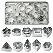 430 Stainless Steel Cookie Cutters, with Iron Rectangle Box, Mix-shaped, Heart/Star/Flower, Stainless Steel Color, Package Size: 170x90x18mm(BAKE-YW0001-001)