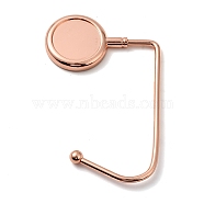 Zinc Alloy Bag Hangers, Purse Hooks, with Thick Right Angled Hook, Round, Rose Gold, 10~11.4x7.2x3.85x0.4~0.7cm, Tray: 3cm(BAGH-O001-04RG)