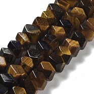 Natural Tiger Eye Beads Strands, Nuggets, Faceted, 6~8x10.5~14x8~9.5mm, Hole: 1.2mm, about 57~61pcs/strand, 15.16''~15.39''(38.5~39.1cm)(G-D091-A21)