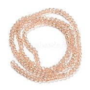 Electroplate Glass Beads Strands, AB Color Plated, Faceted, Rondelle, Pink, 3x2mm, Hole: 1mm, about 165~169pcs/strand, 15~16 inch(38~40cm)(EGLA-D020-3x2mm-69)