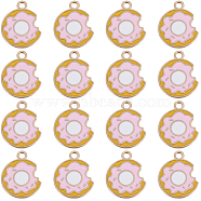 50Pcs Light Gold Plated Alloy Enamel Pendants, Donut, Pink, 18.5x14.5x1.2mm, Hole: 1.8mm(ENAM-SC0004-84)