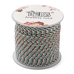 4-Ply Polycotton Cord, Handmade Macrame Cotton Rope, with Gold Wire, for String Wall Hangings Plant Hanger, DIY Craft String Knitting, Dark Red, 1.5mm, about 21.8 yards(20m)/roll(OCOR-Z003-C28)