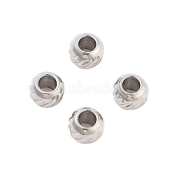 Non-Tarnish 201 Stainless Steel Beads, Round, Stainless Steel Color, 3x2.5mm, Hole: 1.5mm(STAS-Z078-02P)