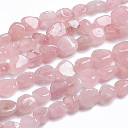 Natural Rose Quartz Beads Strands, Tumbled Stone, Nuggets, 5~11x4~9x4~10mm, Hole: 0.8mm, about 45pcs/strand, 15.75 inch(40cm)(G-G841-A07)