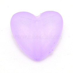 Opaque Acrylic Beads, Frosted, Heart, Lilac, 12x12.5x7mm, Hole: 1.6mm(SACR-CJC0001-01C)