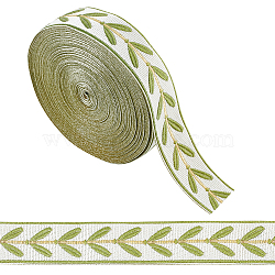12M Polyester Jacquard Leaf Ribbon, for Garment Accessories, Olive Drab, 1-1/8 inch(30mm), about 13.12 Yards(12m)/Bag(OCOR-OC0001-46D)
