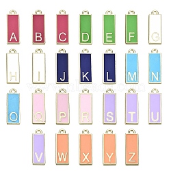 26Pcs 26 Style Alloy Enamel Pendants, Cadmium Free & Lead Free, Rectangle with Initial Letters, Light Gold, Letter A~Z, 23.5x8x2mm, Hole: 1.8mm, 1pc/style(ENAM-SZ0001-49LG)
