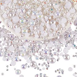 60g Resin patch multi size mixed pearl patch DIY jewelry accessories(2 bags), White, 9.8mm(JX586I)