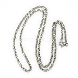 Trendy Unisex 304 Stainless Steel Cross Rolo Chain Necklaces, with Lobster Claw Clasps, Stainless Steel Color, 20.07 inch(X-NJEW-L043A-09P)