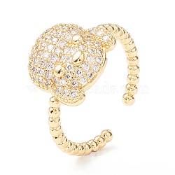 Clear Cubic Zirconia Dog Cuff Ring, Exquisite Brass Open Ring for Women, Cadmium Free & Lead Free, Real 18K Gold Plated, US Size 7 1/4(17.5mm)(KK-D067-41G-RS)