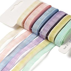 Polyester and Nylon Striped Ribbon Sets, for Bowknot Making, Gift Wrapping, Mixed Color, 3/8 inch(9~11mm), about 5.00 Yards(4.57m)/Bag(DIY-Z029-01S)