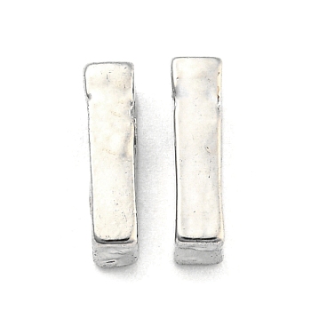 Platinum Plated Alloy Beads, Initial Letter, Letter.I, 10x3mm, Hole: 1.8mm