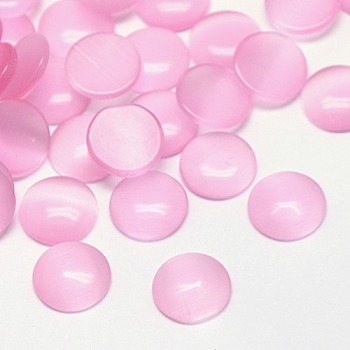 Cat Eye Cabochons, Half Round, Pearl Pink, 25x4.5mm