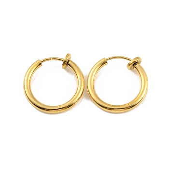 Ion Plating(IP) 304 Stainless Steel Clip-on Earrings, For Non-pierced Ears, Real 18K Gold Plated, 16x2mm