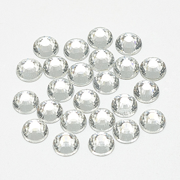Flat Back Glass Rhinestone Cabochons, Back Plated, Half Round, Crystal, SS16, 4mm, about 1440pcs/bag