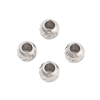 Non-Tarnish 201 Stainless Steel Beads, Round, Stainless Steel Color, 3x2.5mm, Hole: 1.5mm