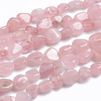 Natural Rose Quartz Beads Strands, Tumbled Stone, Nuggets, 5~11x4~9x4~10mm, Hole: 0.8mm, about 45pcs/strand, 15.75 inch(40cm)
