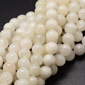 Natural White Moonstone Round Beads Strands, 4~4.5mm, Hole: 1mm, about 90pcs/strand, 15.7 inch