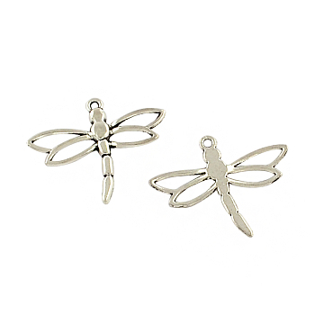 Tibetan Style Alloy Dragonfly Pendants, Cadmium Free & Lead Free, Antique Silver, 26.7x32.4x2.5mm, Hole: 1.5mm, about 333pcs/500g