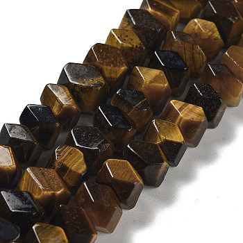 Natural Tiger Eye Beads Strands, Nuggets, Faceted, 6~8x10.5~14x8~9.5mm, Hole: 1.2mm, about 57~61pcs/strand, 15.16''~15.39''(38.5~39.1cm)